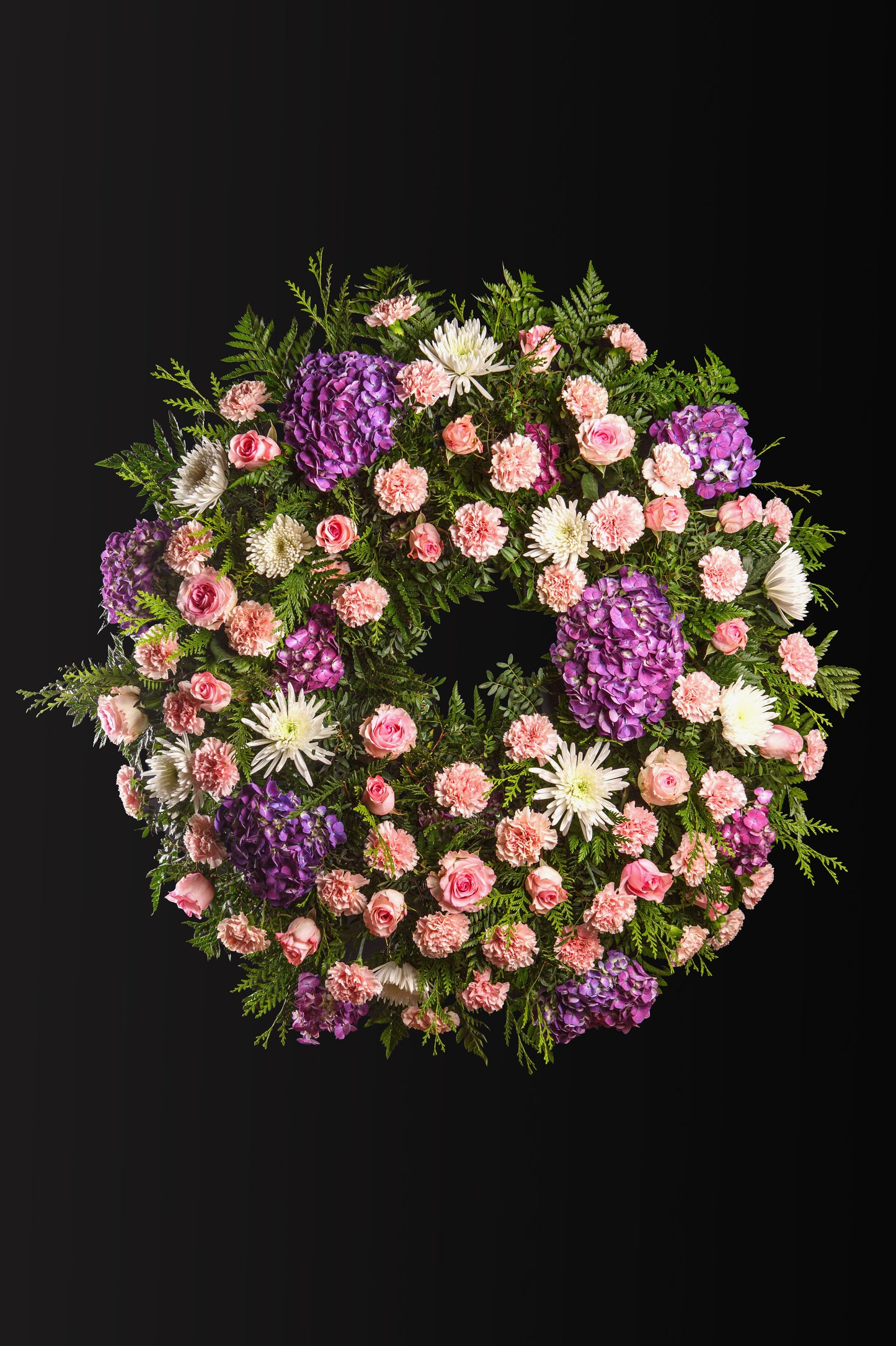 Corona Especial con Rosas y Hortensias