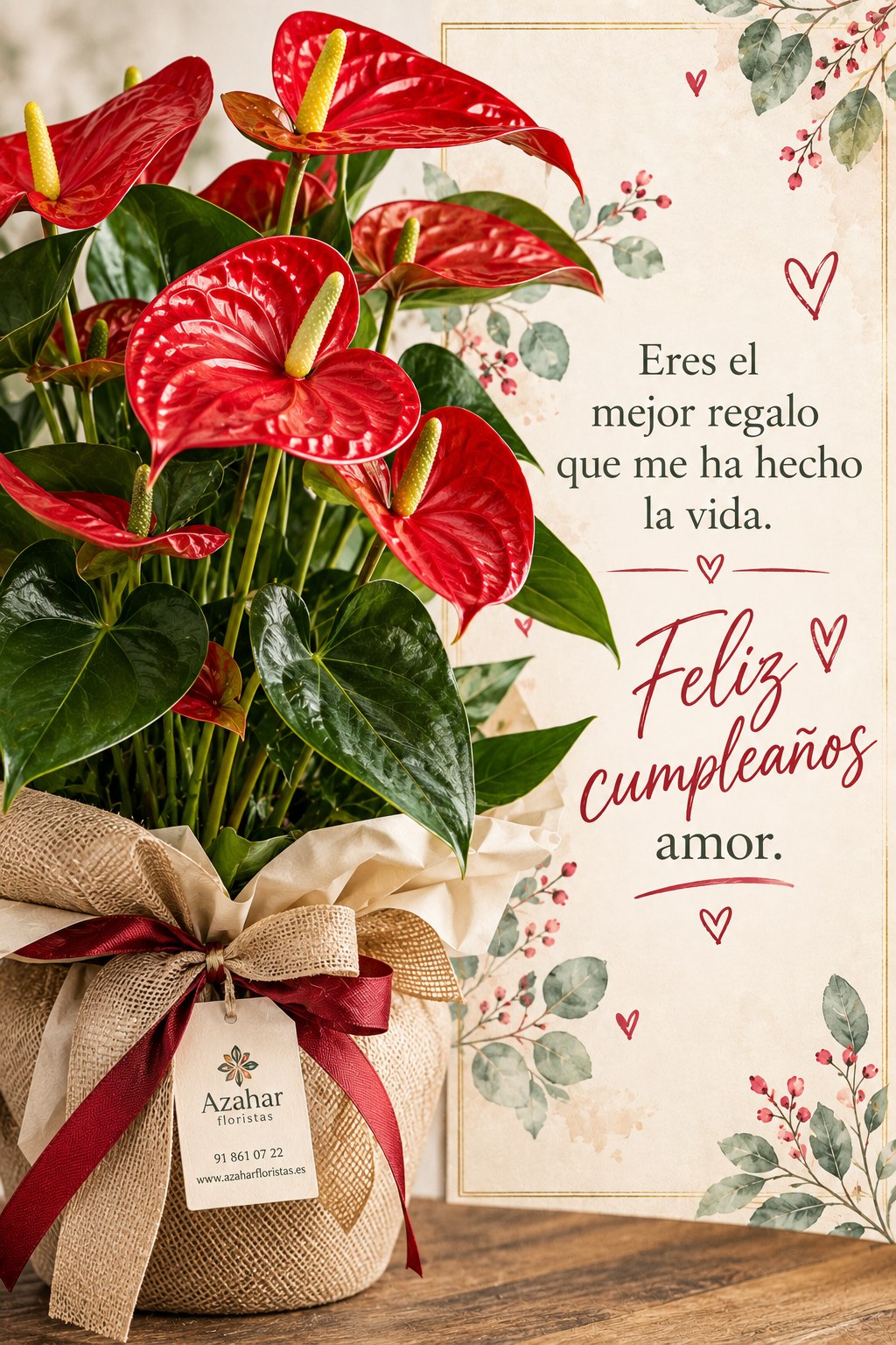 Pergamino personalizado, diseño Anthurium rojo