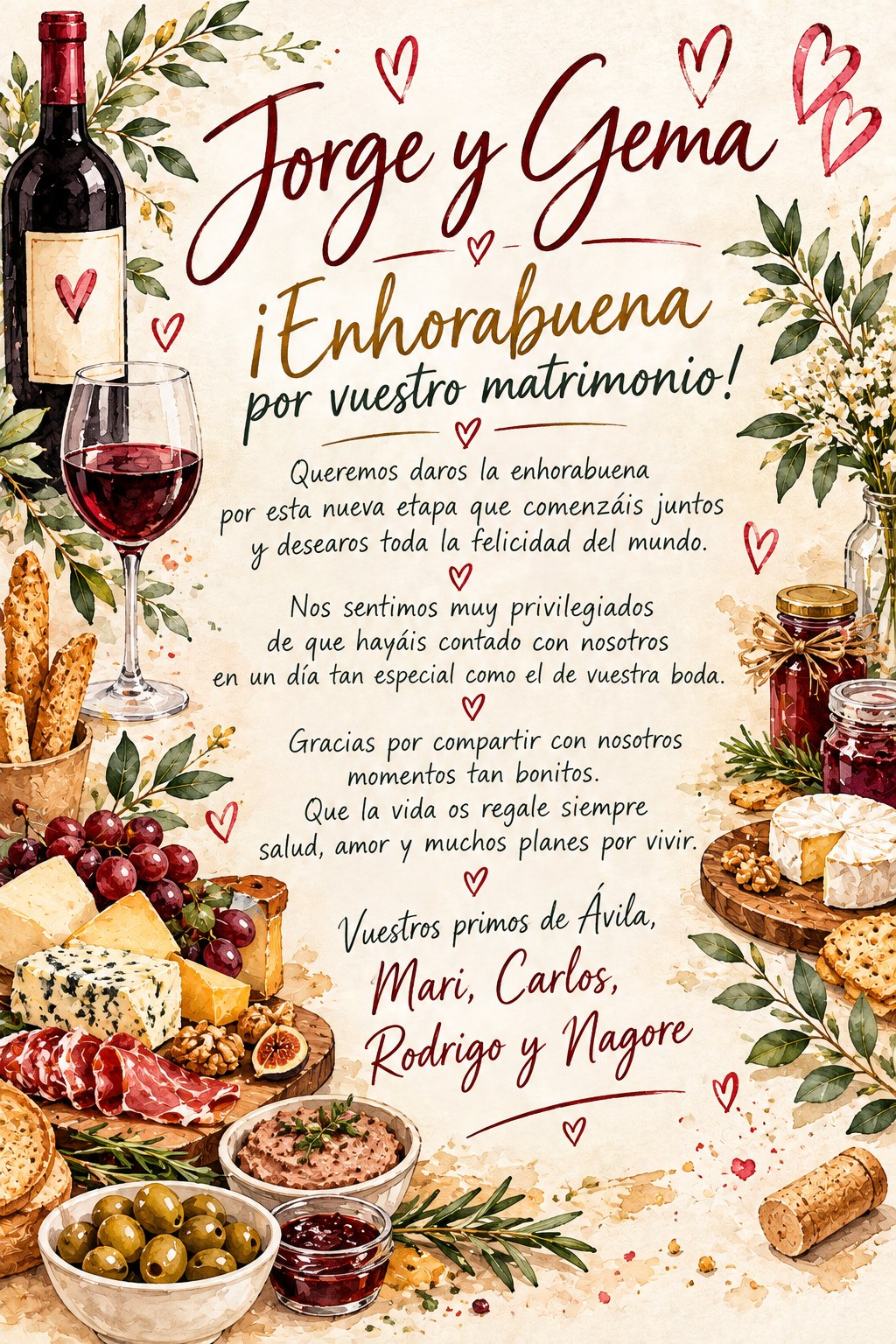 Pergamino personalizado, diseño Brindis