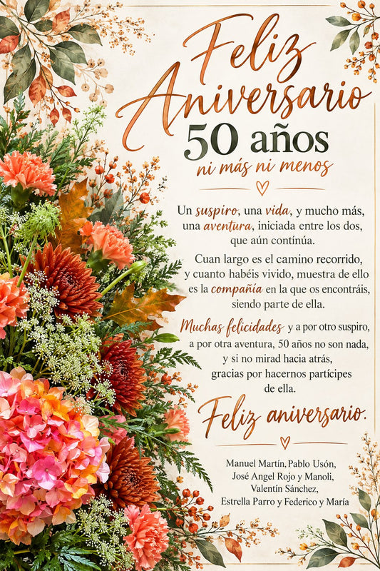 Pergamino personalizado, diseño Otoño floral