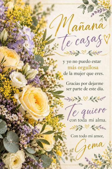 Pergamino diseño Rosas amarillas y lavanda